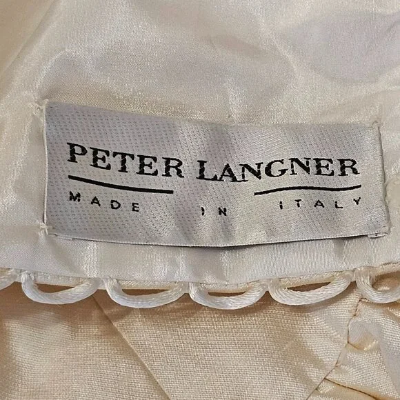 Peter Langer Beige Satin Wedding Dress 10/12 - Picture 7 of 11